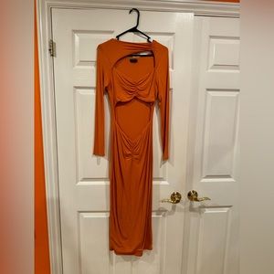 Naked wardrobe cut off dress in rust